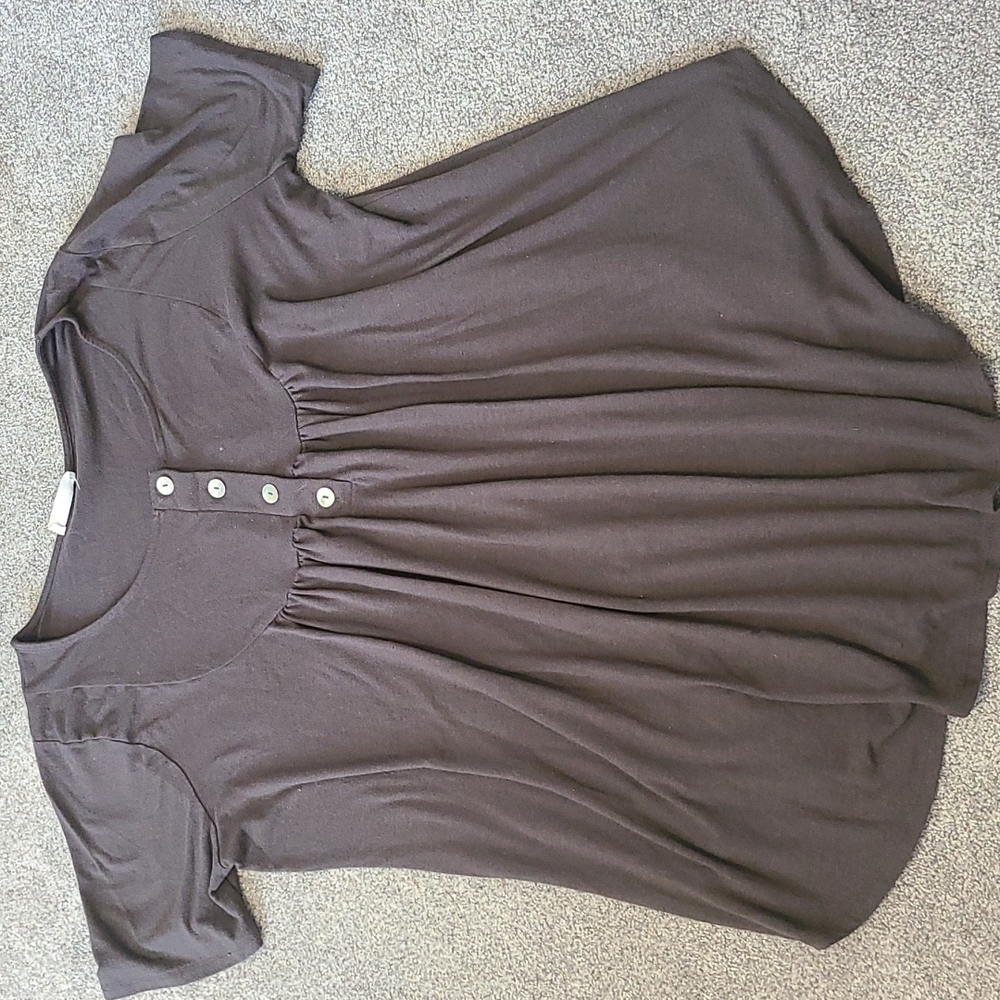 Gray Cotton Blouse with Button Details